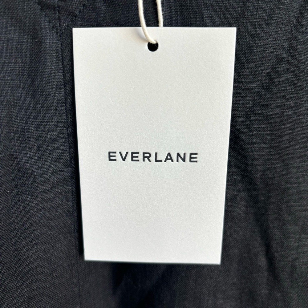 NWT Everlane The Linen V-Neck Midi Black Dress, Size 14 - Picture 15 of 16